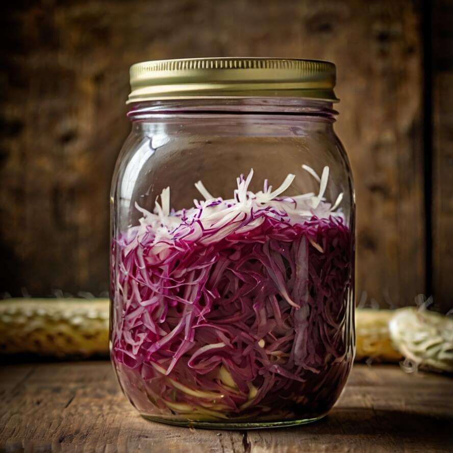 Sauerkraut in a mason jar