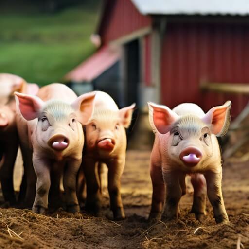 Little piglets on a farm